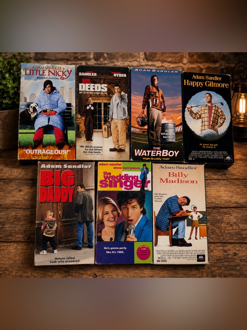 Adam Sandler VHS Movie Lot of 7 Happy Gilmore Waterboy Big Daddy Billy Madison